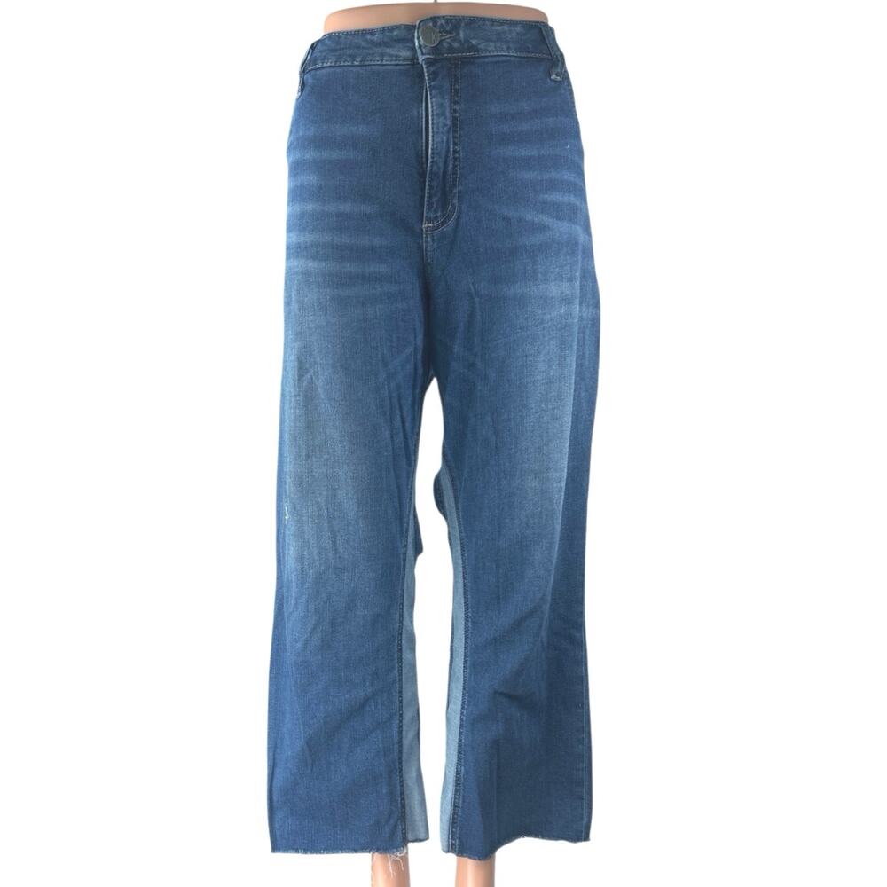 KUT From the Kloth Women's Blue High Waist Baggy Wide Leg Denim Jeans Size 18